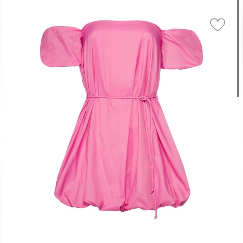 STAUD Ash Off the Shoulder Pink Mini Dress